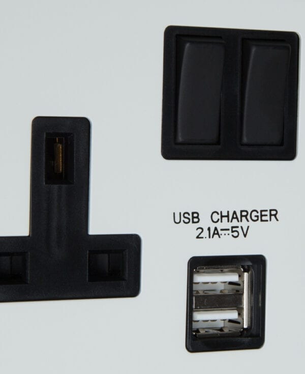 USB plug sockets White Double USB Plug Socket