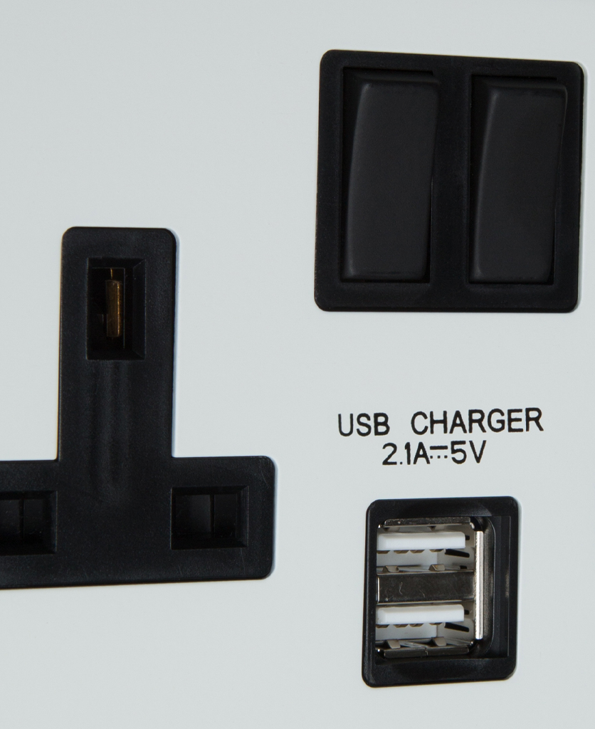 USB plug sockets White Double USB Plug Socket