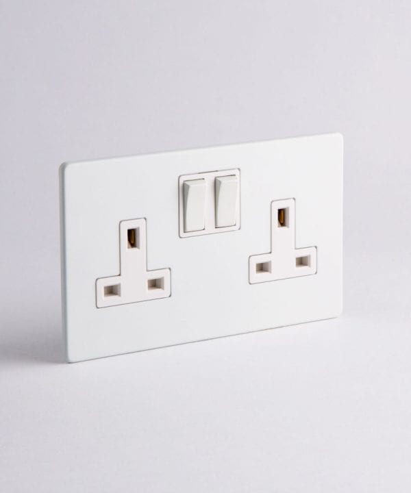 white & white double socket against white background