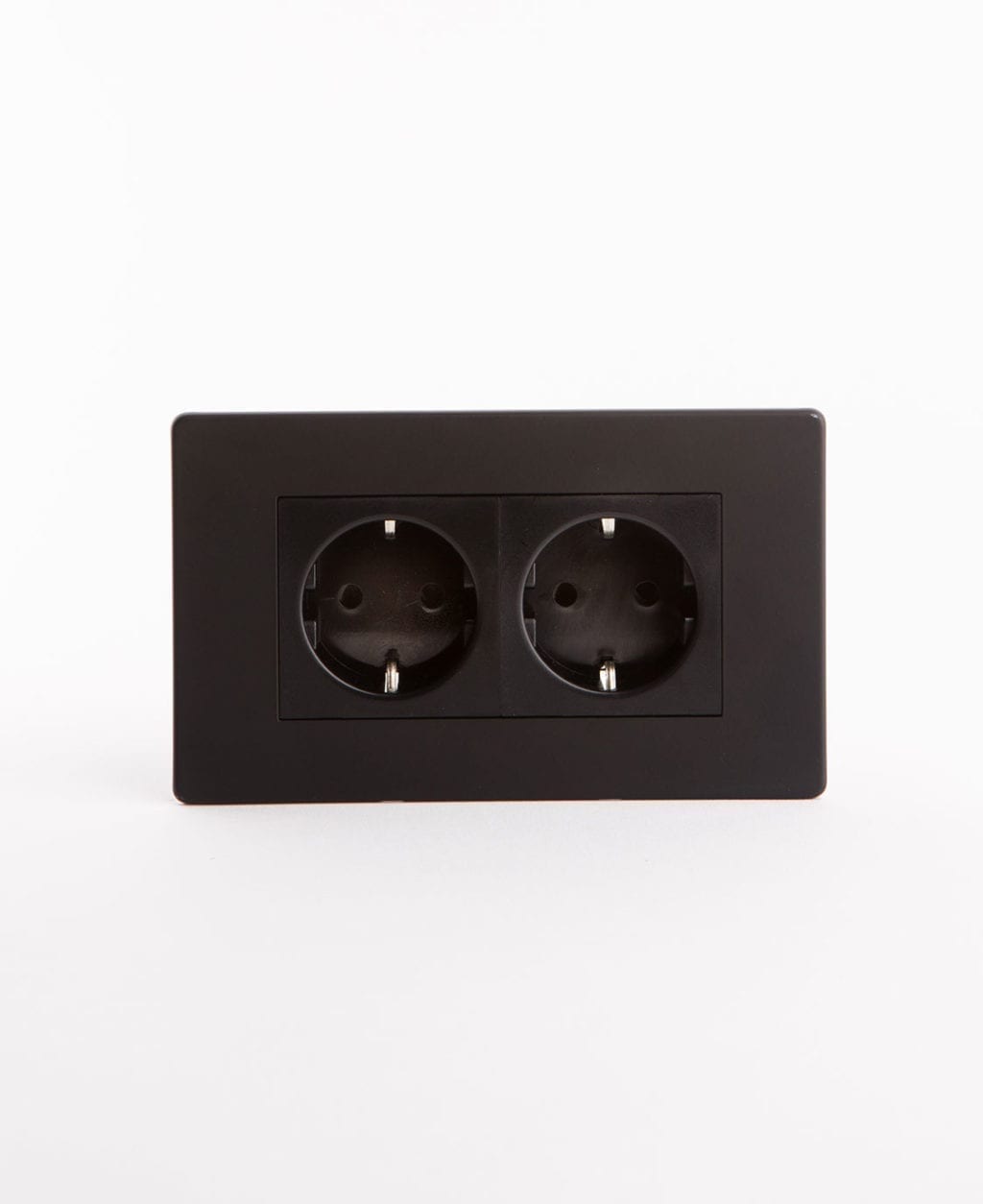 Black double Schuko socket with black inserts