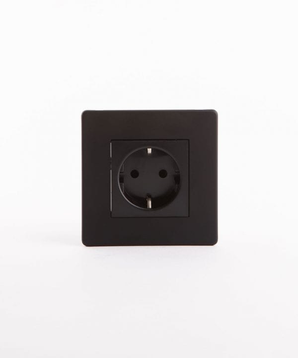 Schuko black single socket
