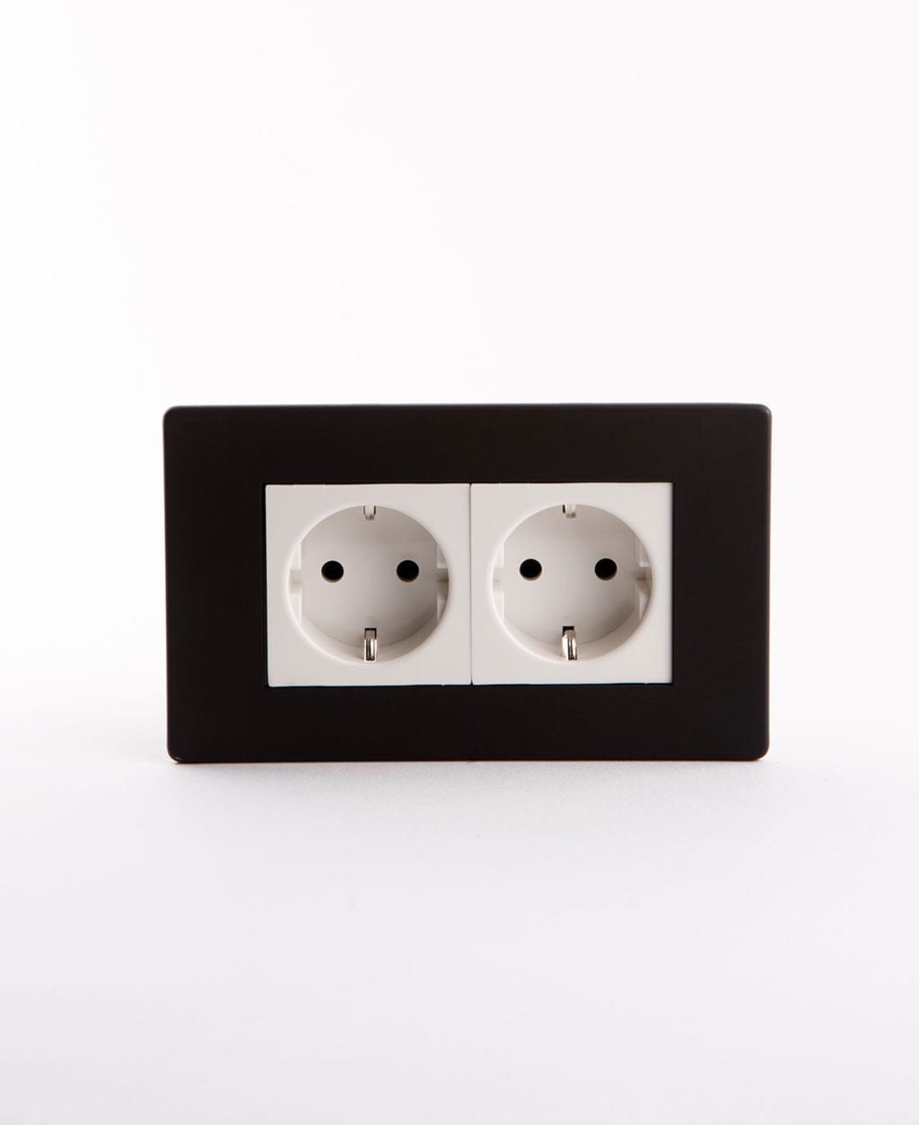 Double black Schuko socket with white inserts