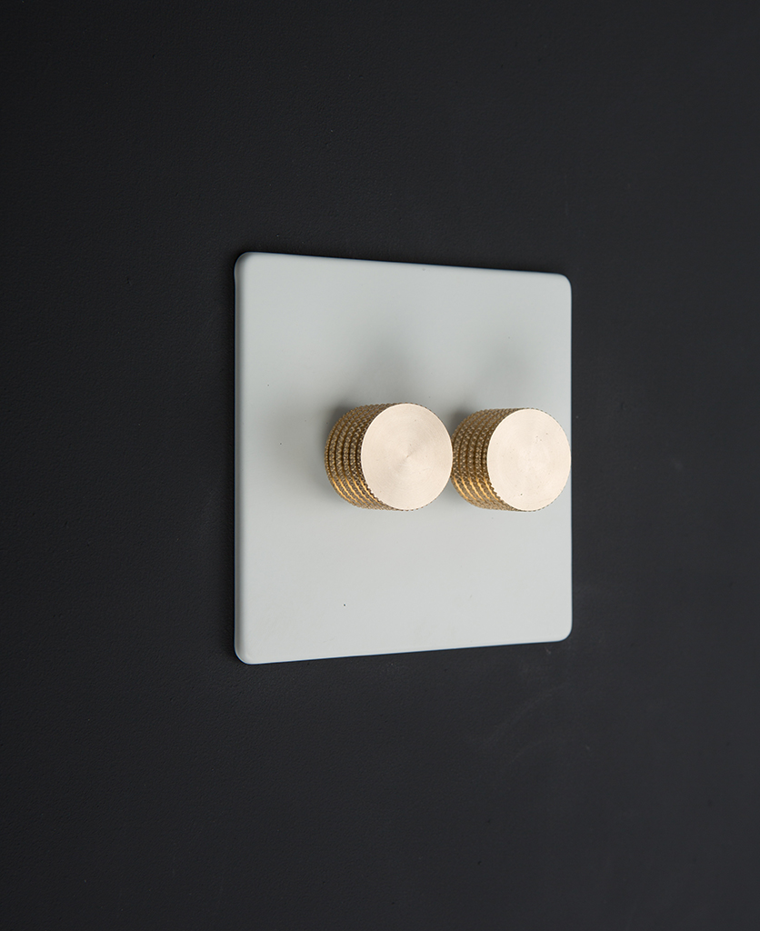Designer Double White Dimmer Black, White, Gold or Silver Knobs