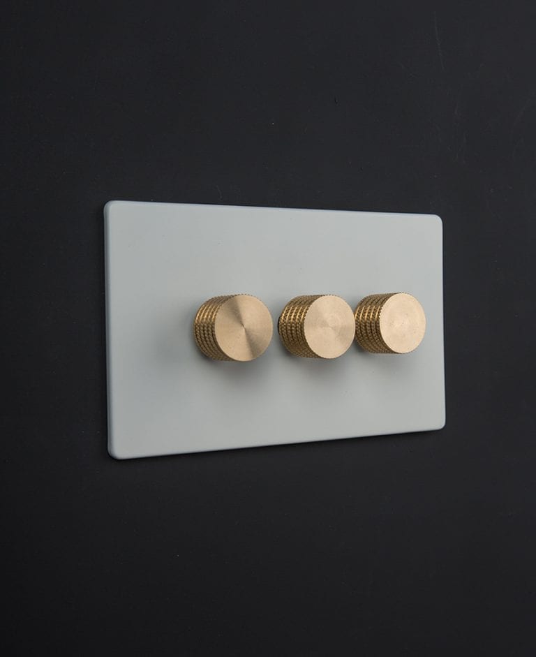 Designer Triple White Dimmer Switch; Black, White, Gold or Silver Knobs