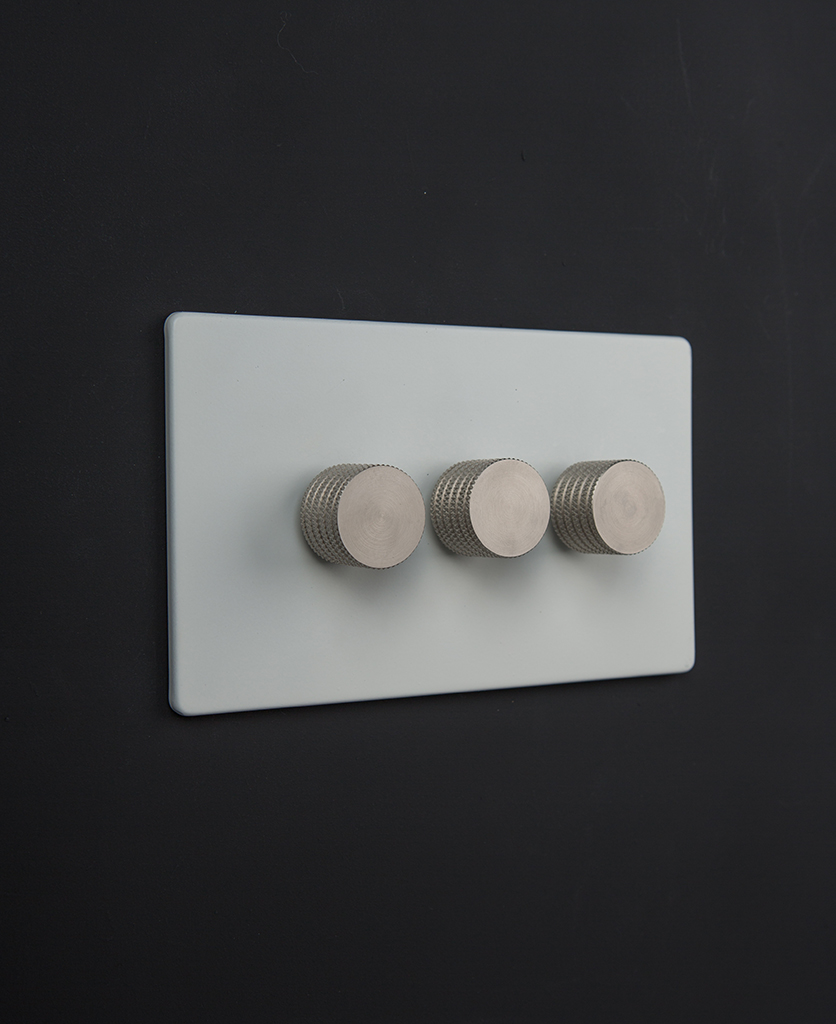 Designer Triple White Dimmer Switch; Black, White, Gold or Silver Knobs