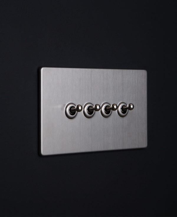 Metal Light Switches Silver Quadruple Toggle Switch