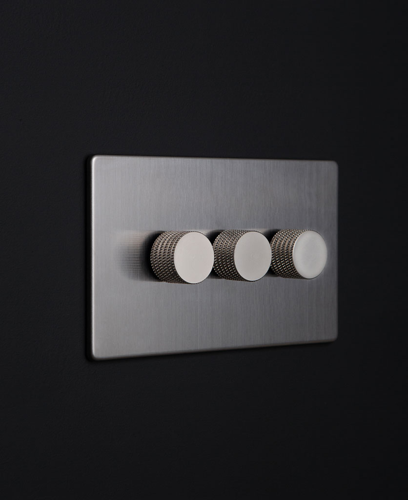 Brushed Steel Dimmer Switch Silver Triple Dimmer Switch
