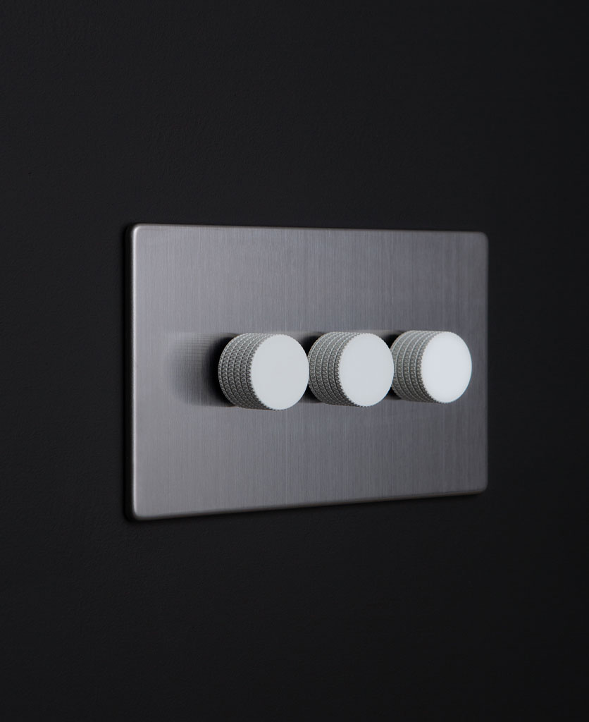 Brushed Steel Dimmer Switch Silver Triple Dimmer Switch