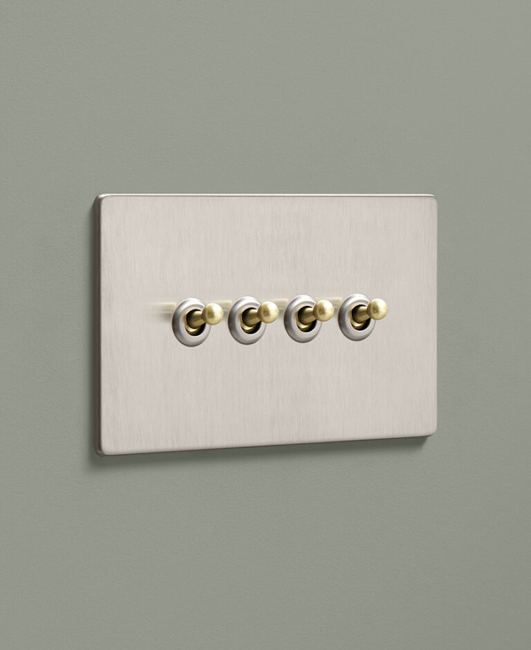 Metal Light Switches Silver Quadruple Toggle Switch