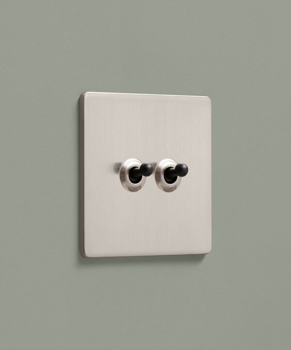brushed silver double toggle light switch