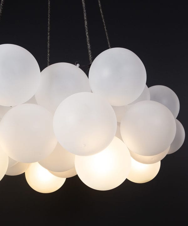Large Frosted Bubble Chandelier Antique Black