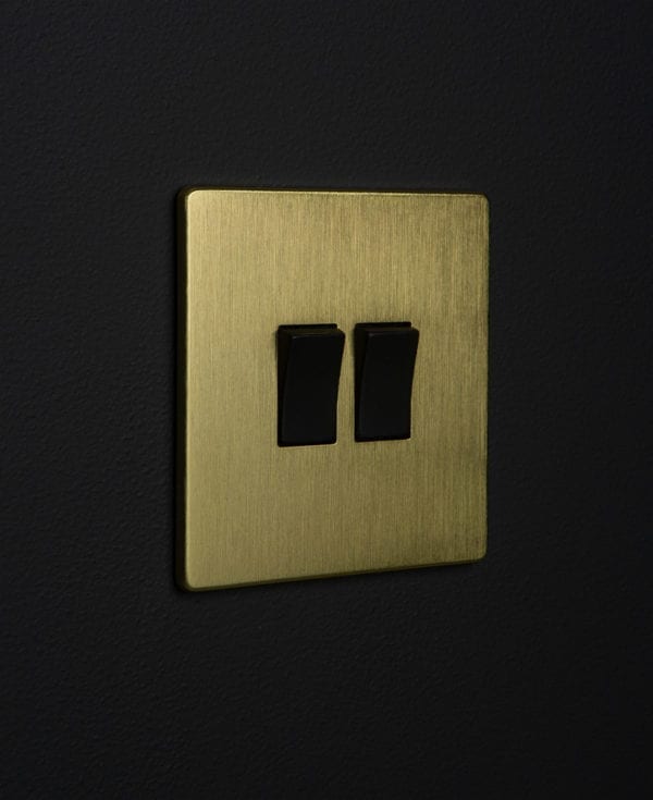 Double Light Switch Gold Available with 4 Different Rocker Colours