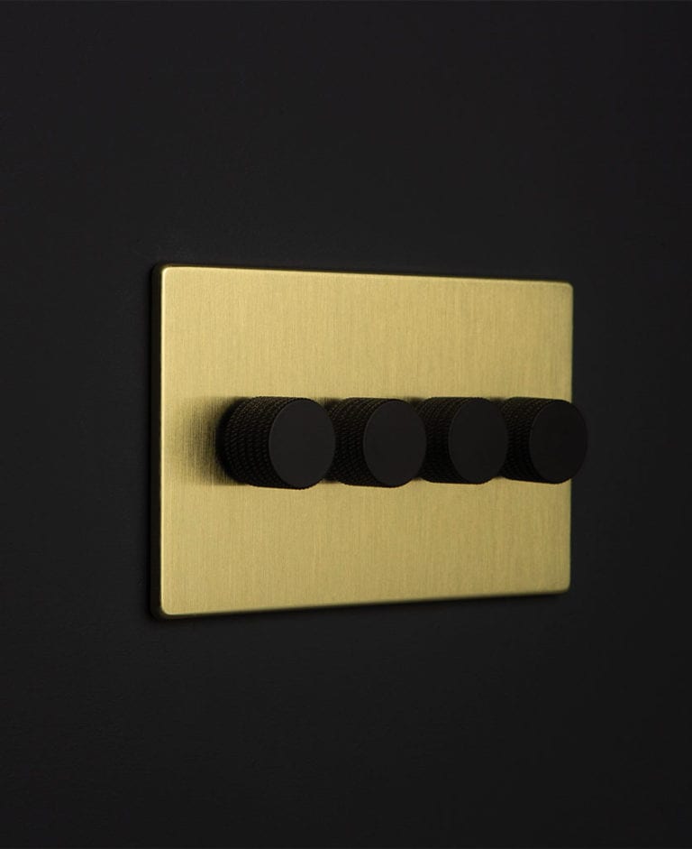 4 Gang Dimmer Switch Gold with Black, Gold, White or Silver Knobs