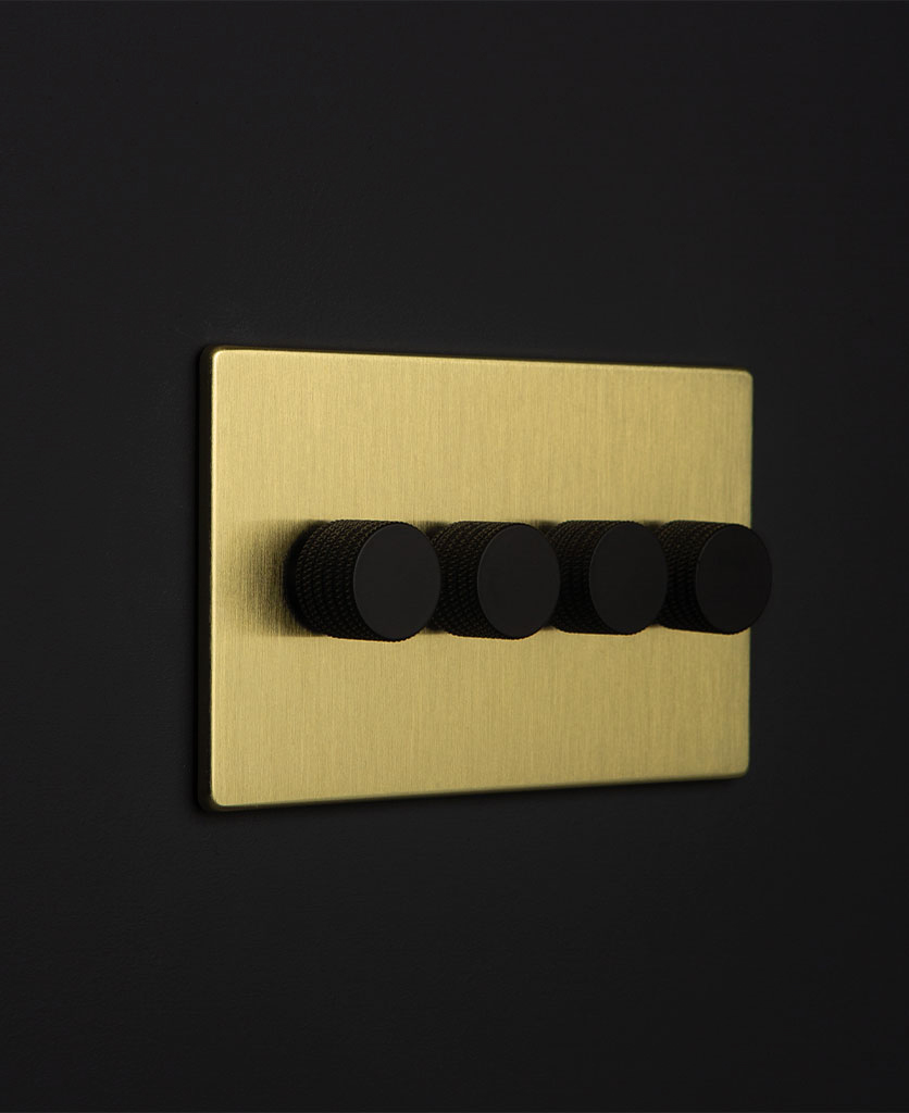 4 Gang Dimmer Switch Gold with Black, Gold, White or Silver Knobs