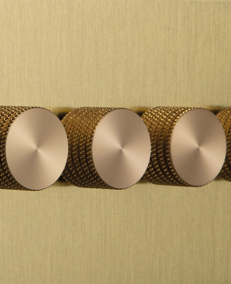 4 Gang Dimmer Switch Gold with Black, Gold, White or Silver Knobs