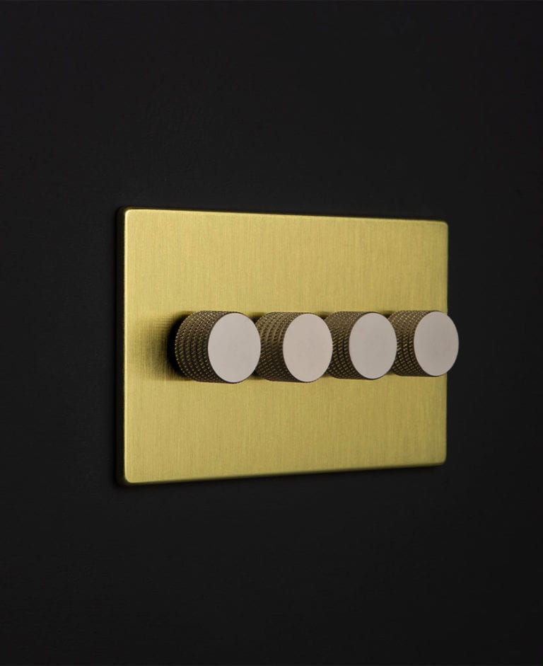 4 Gang Dimmer Switch Gold with Black, Gold, White or Silver Knobs