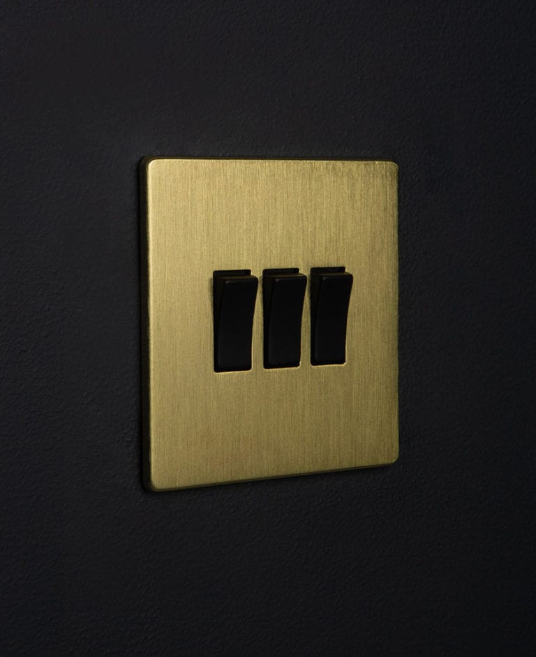 Triple Light Switch Gold - Available with 4 Different Rocker Colours