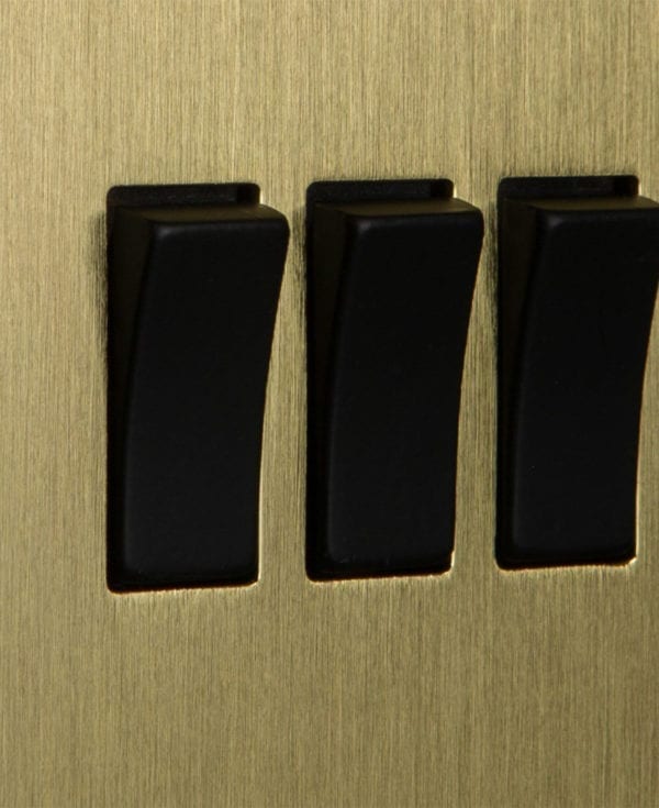 Triple Light Switch Gold Available with 4 Different Rocker Colours