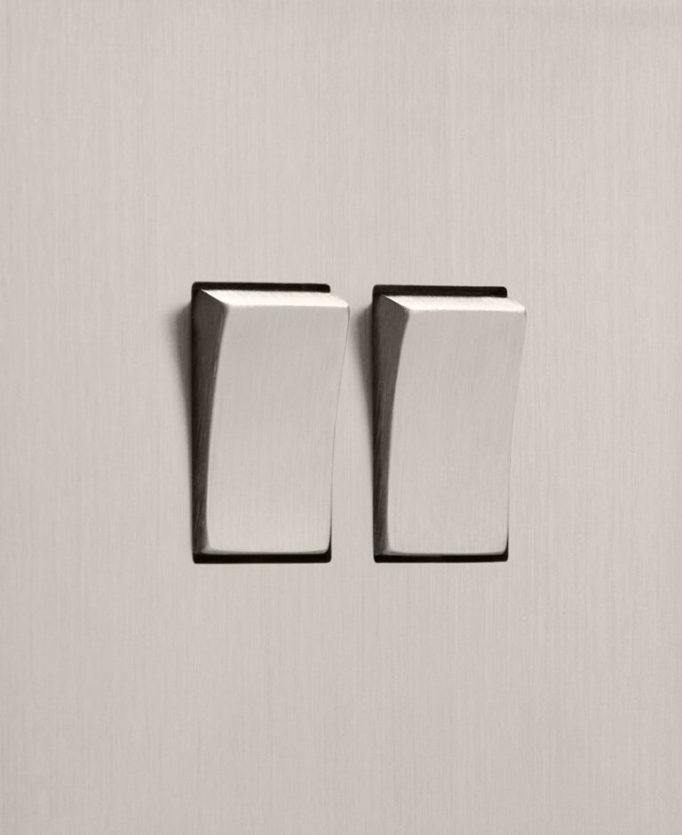 Silver Double Rocker Switch | Brushed Silver 2 Gang Light Switch