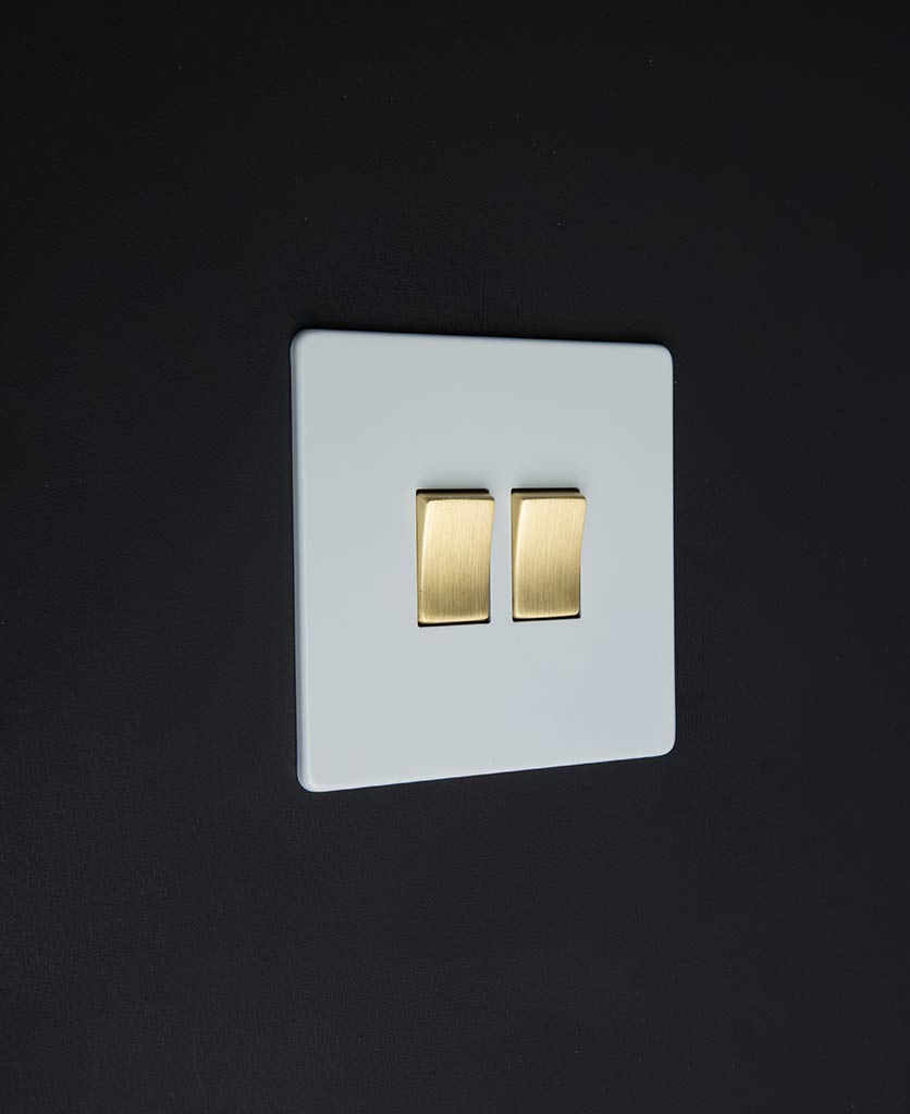 White Double Rocker Switch Available with 4 Different Rocker Colours