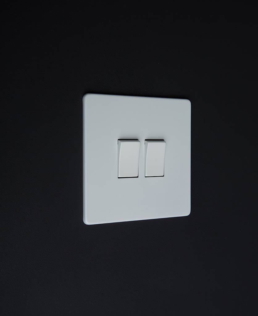 White Double Rocker Switch Available with 4 Different Rocker Colours