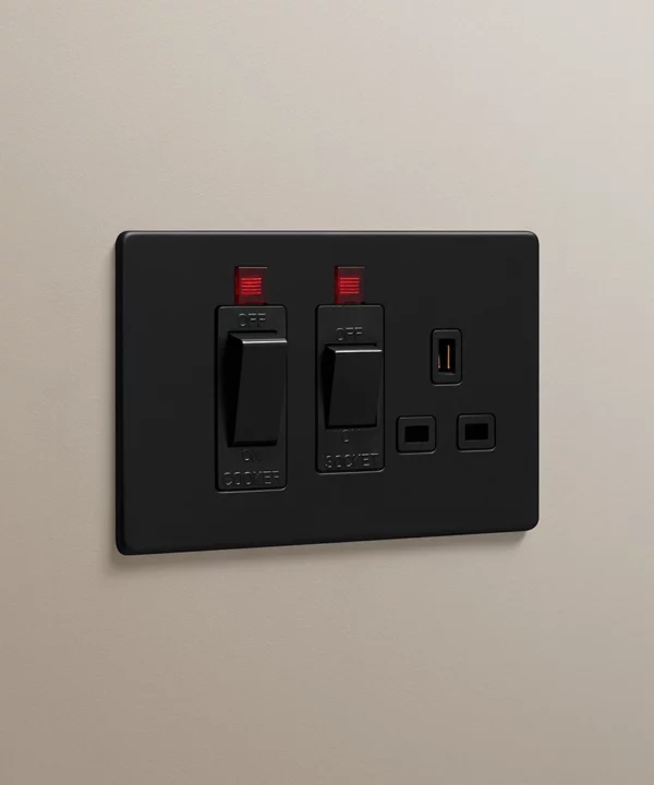 Black cooker switch & socket