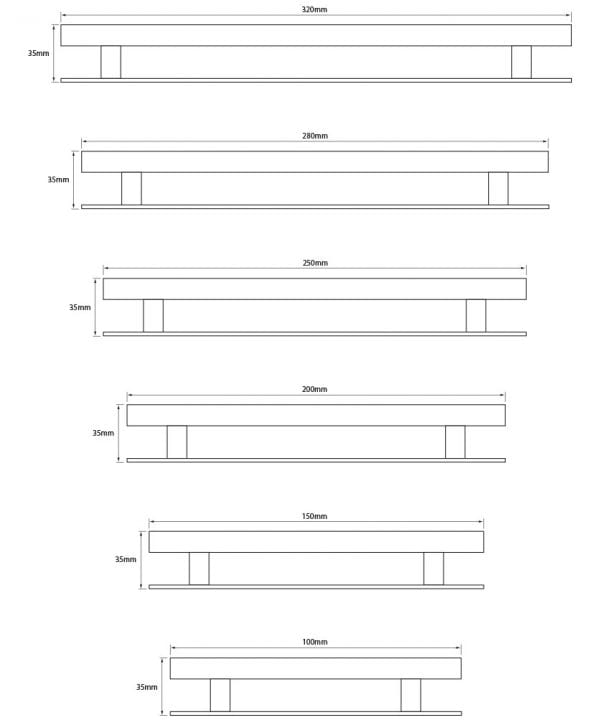 Metal Skyscraper handle dimensions