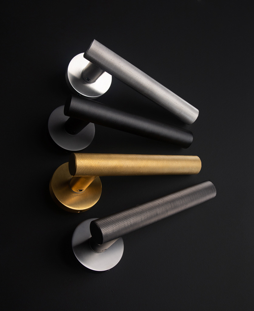 modern door handles on a black background