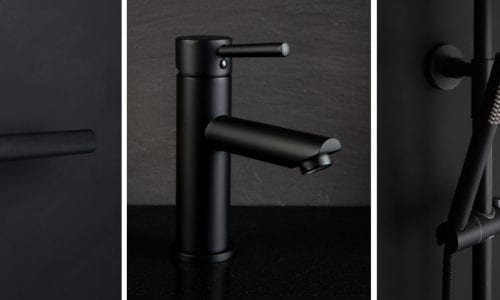 Black handles and taps