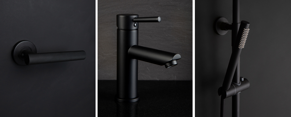 Black handles and taps