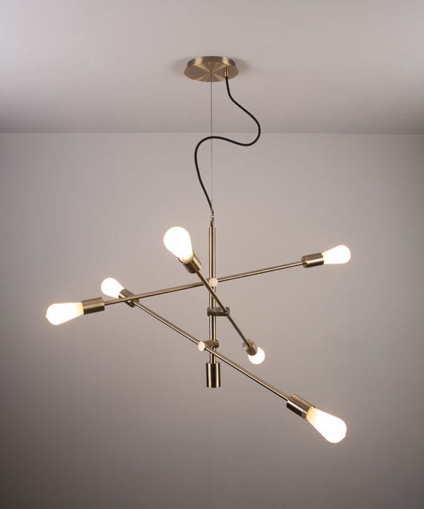 feature pendant light with frosted pear bulbs on grey background