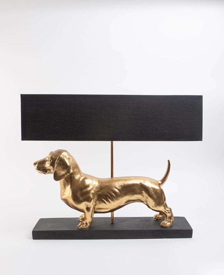 Dachshund Lamp Fred Large Dog Table Lamp with Black Shade