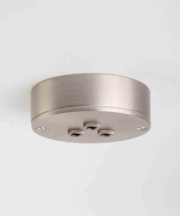 silver three point ceiling rose against white background