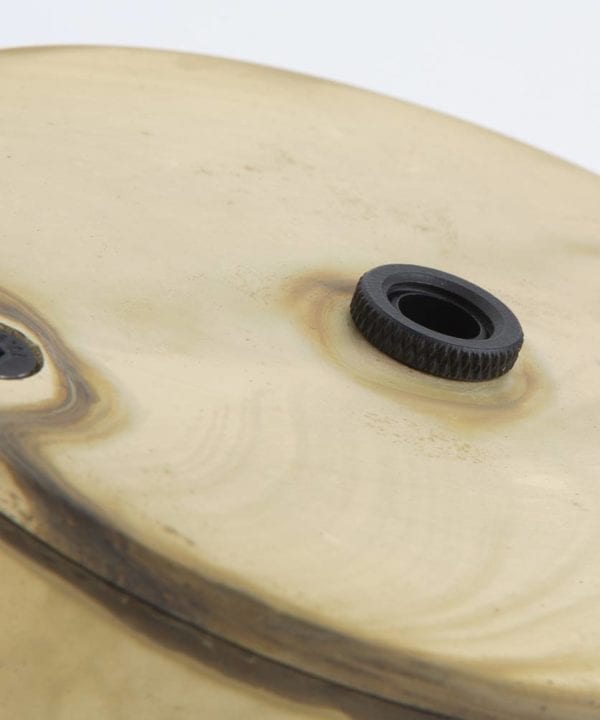 closeup of smoked gold ceiling rose against white background