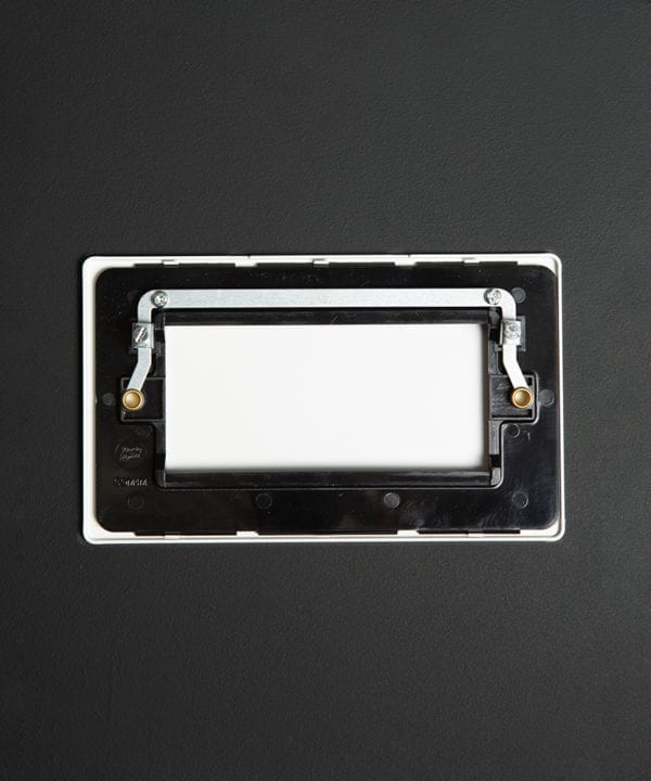 back view of double white blank fascia on black background
