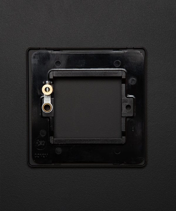 back view of single black blank fascia on black background