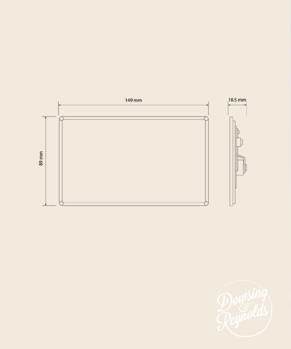 line drawing of a double blank fascia plate with dimensions