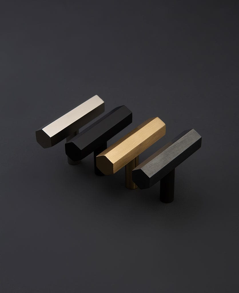 Hive hexagonal metal T-bar handle in four finishes