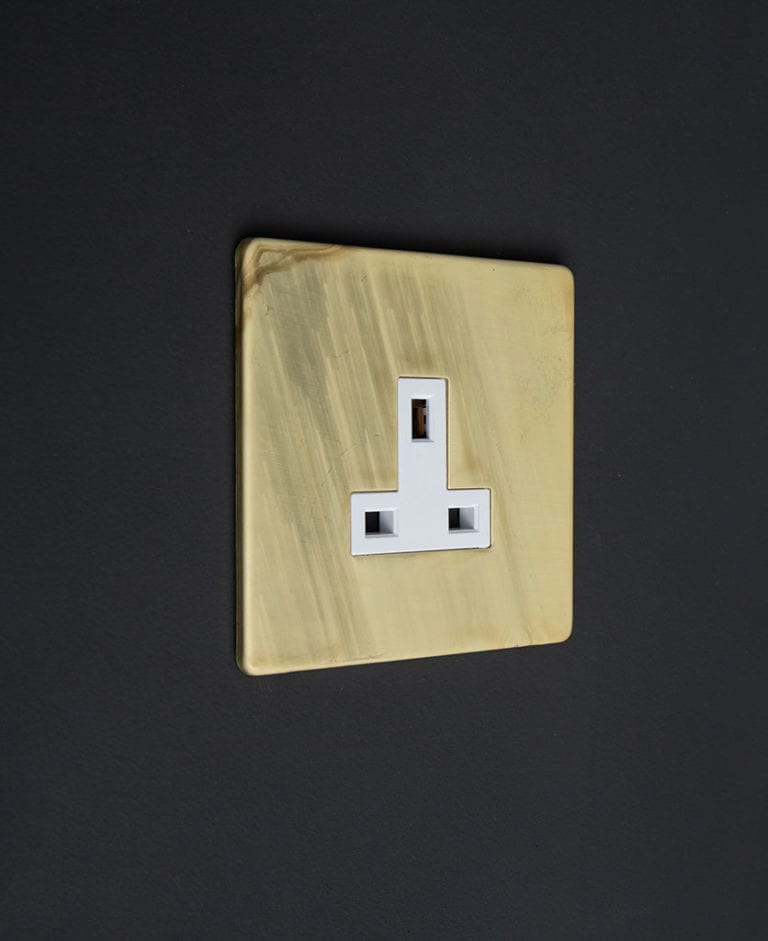 Metal Plug Socket Smoked Gold Single Unswitched Socket