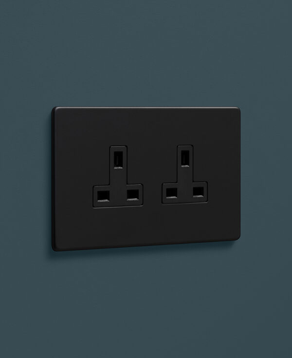 Unswitched Socket Black Double Always On Plug Socket
