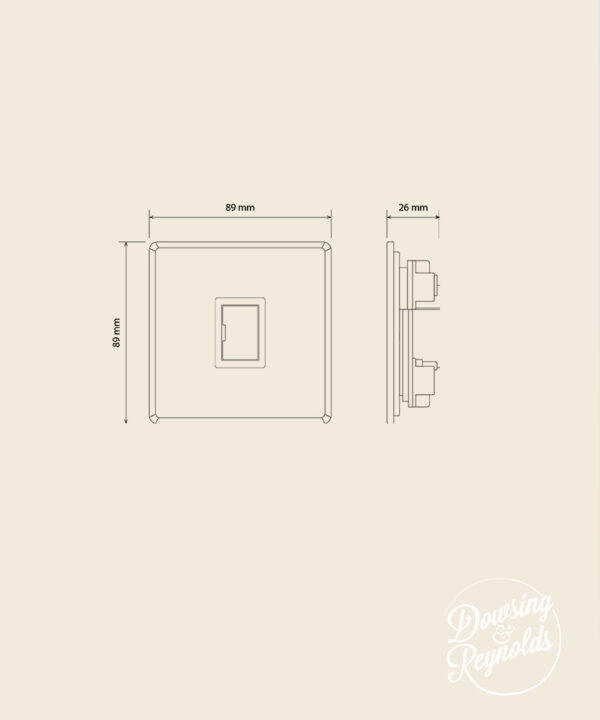 line drawing of an unswitched fuse spur switch with dimensions