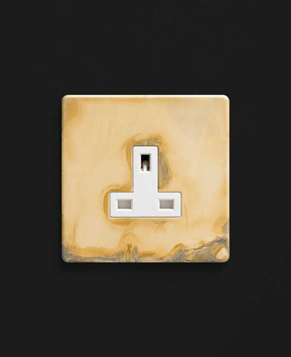 Metal Plug Socket Smoked Gold Single Unswitched Socket