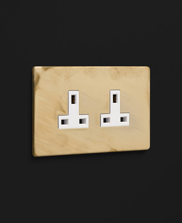Electric Plug Sockets Smoked Gold Double Unswitched Socket