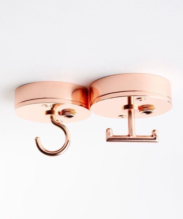 ceiling rose copper with hook against white background