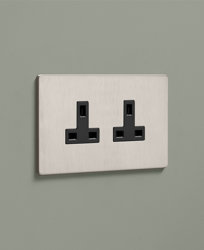 Silver double unswitched socket