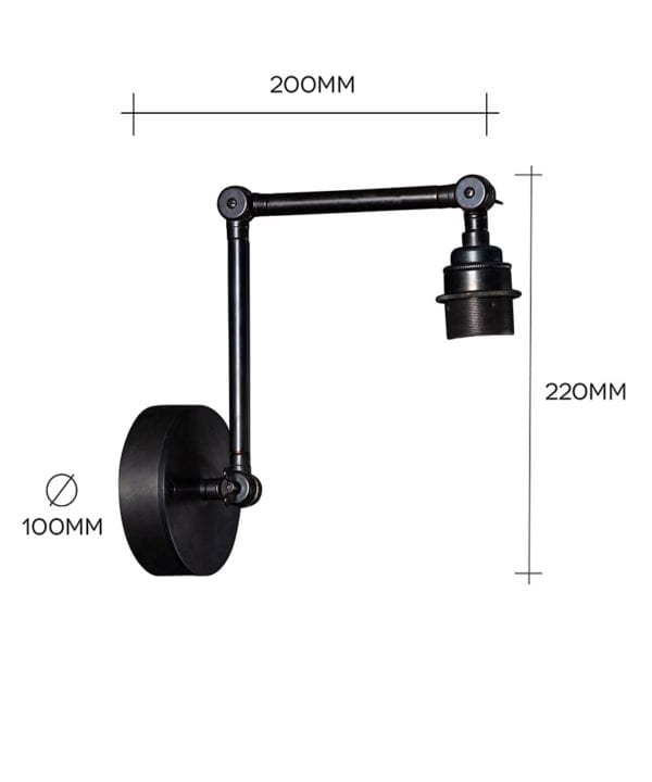 fender wall light with dimensions on white background