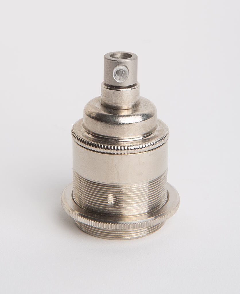 nickel threaded e27 bulb holder against white background