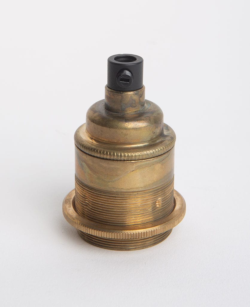smoked gold threaded e27 bulb holder against grey background