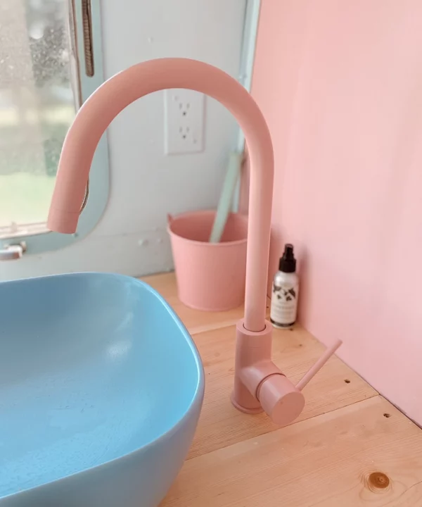 Pink Tinkisso tap in a camper van.