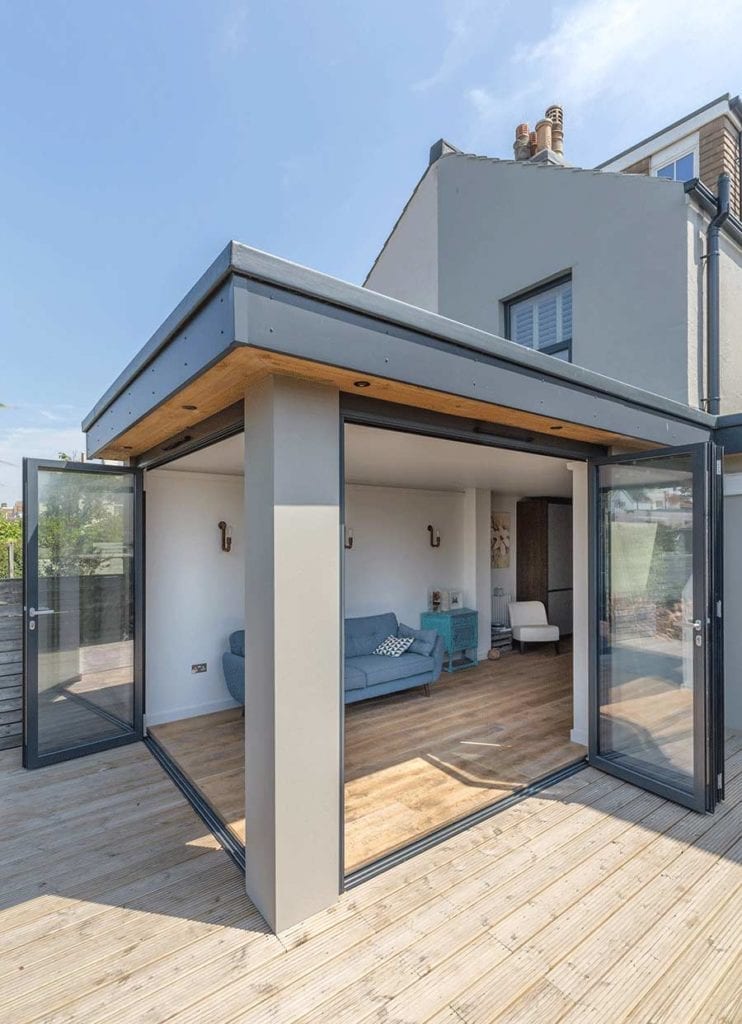 image of large house extension with open bifolding doors